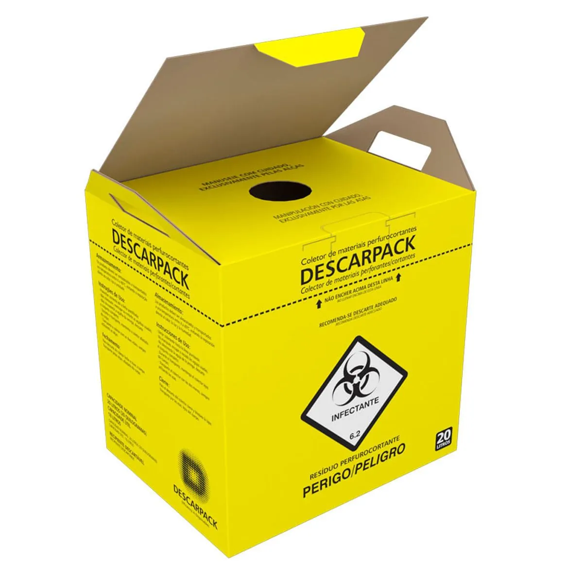 Coletor de Material Perfurocortante Descarpack - 20L - Coletor De Material Perfurocortante Descarpac