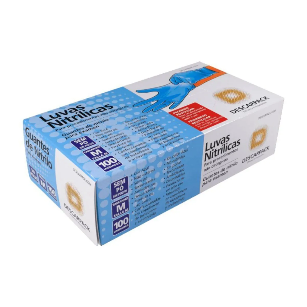 Luva Nitrilica M C/100 Azul Descarpack