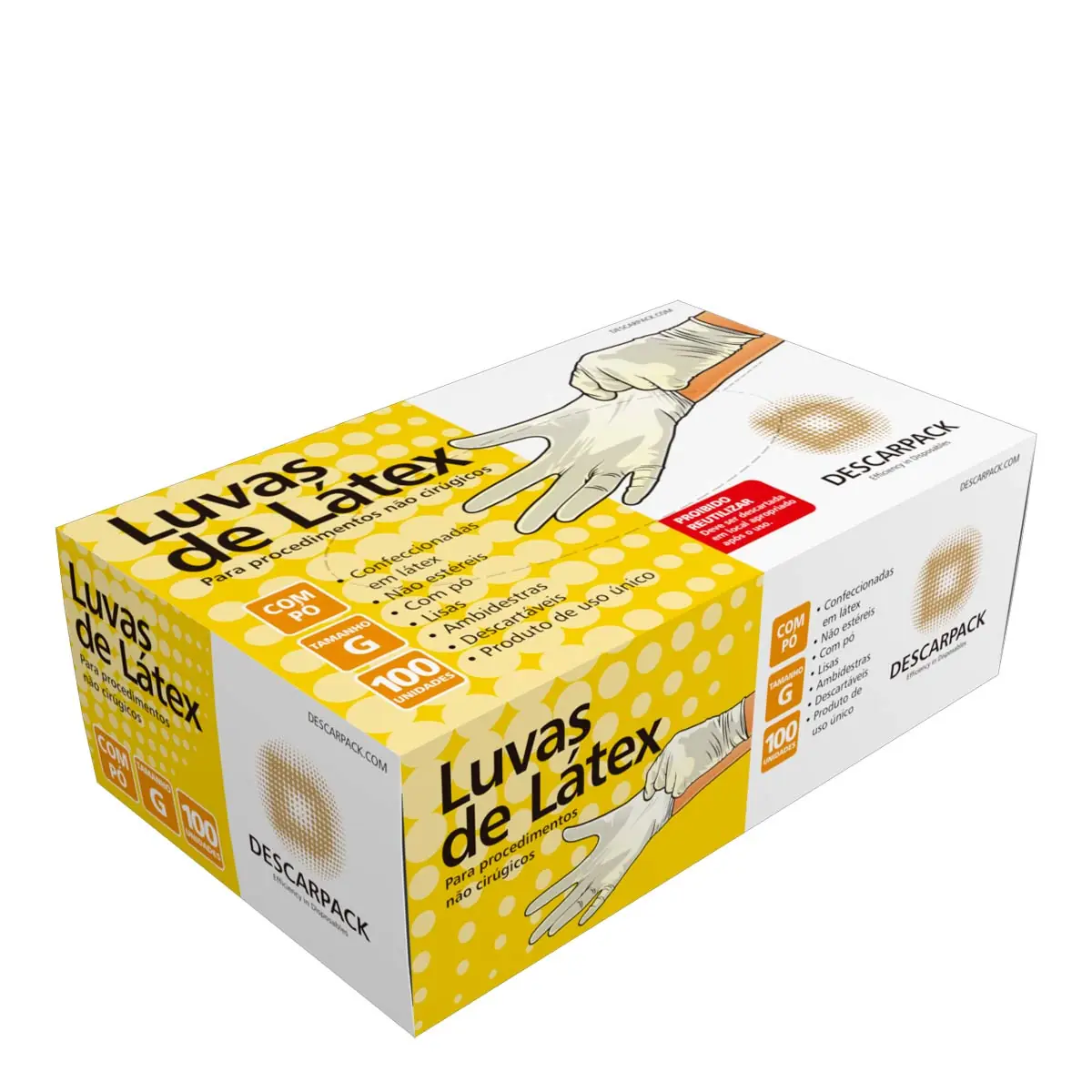 Luva De Látex Descartável Descarpack G 100 Unidades