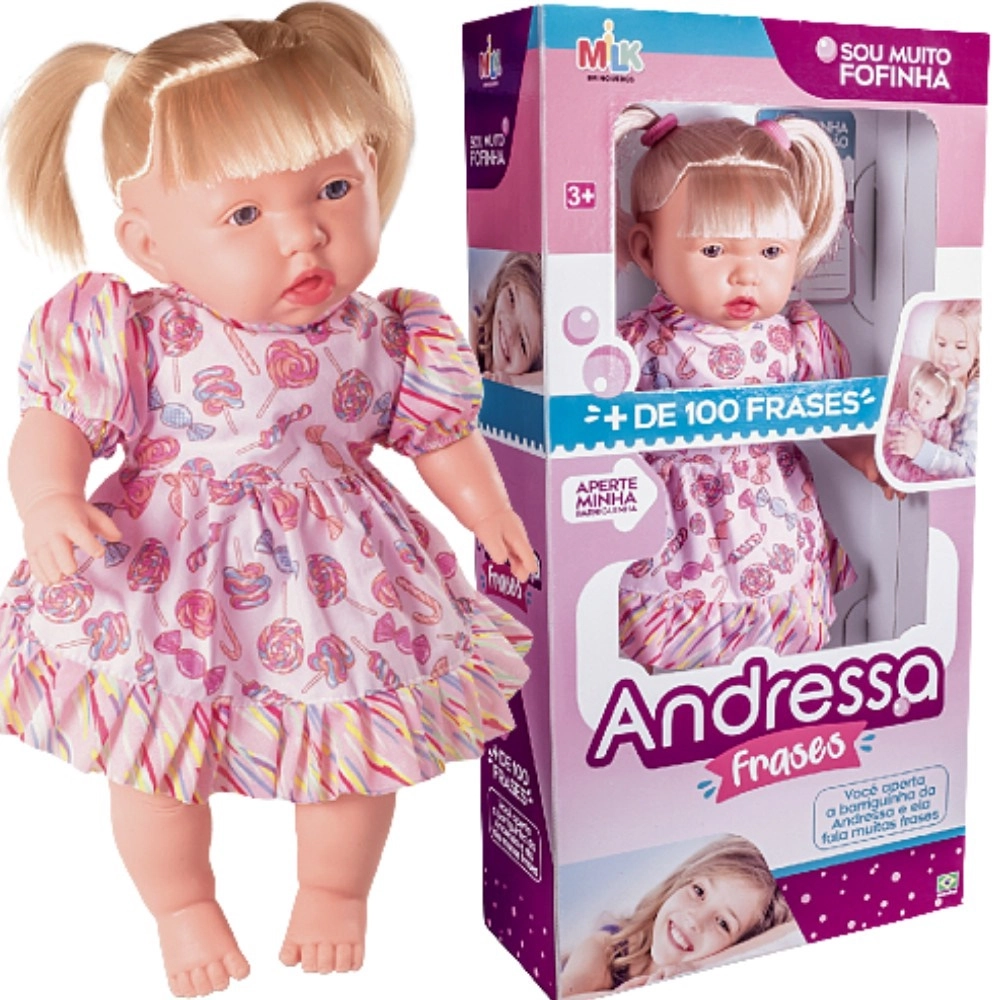 Brinq Milk Boneca Andressa Branca 0458