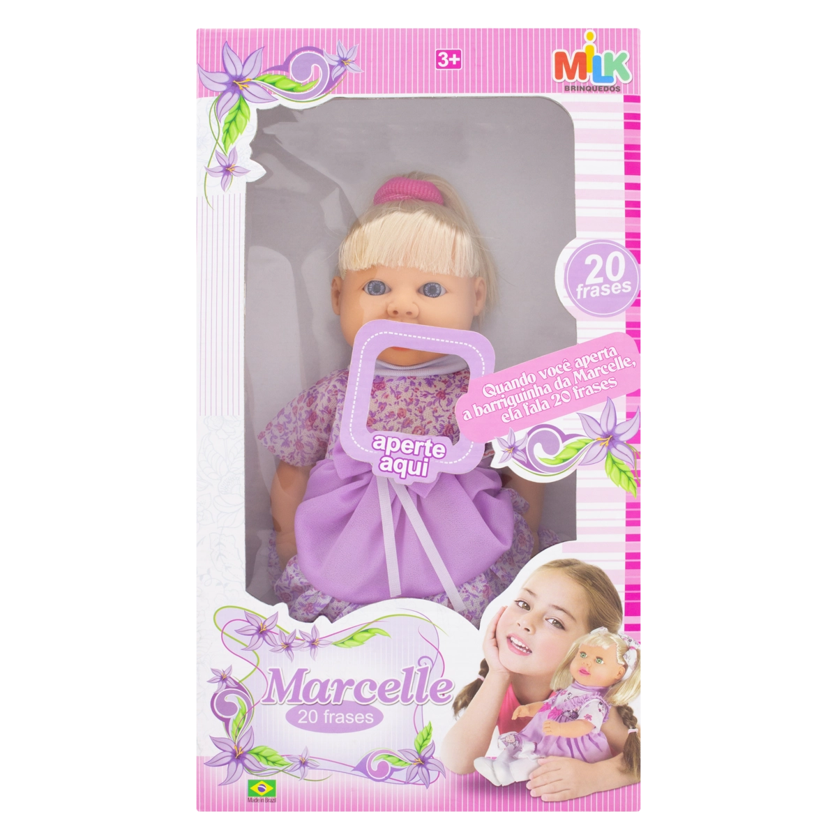 Boneca Marcelle 20 Frases Milk Brinquedos
