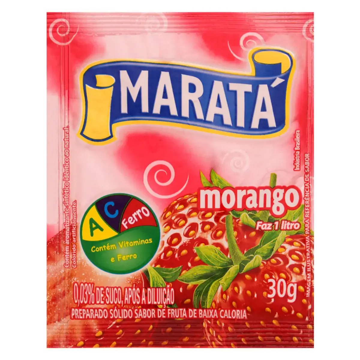 Refresco Em Pó Morango Maratá Pacote 30g