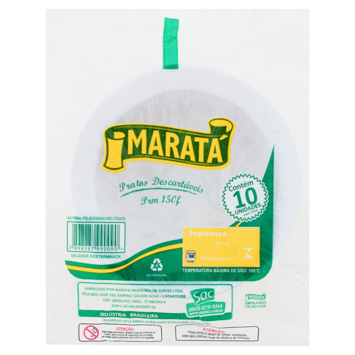 Prato Plástico Descartável Fundo Branco Maratá 10 Unidades