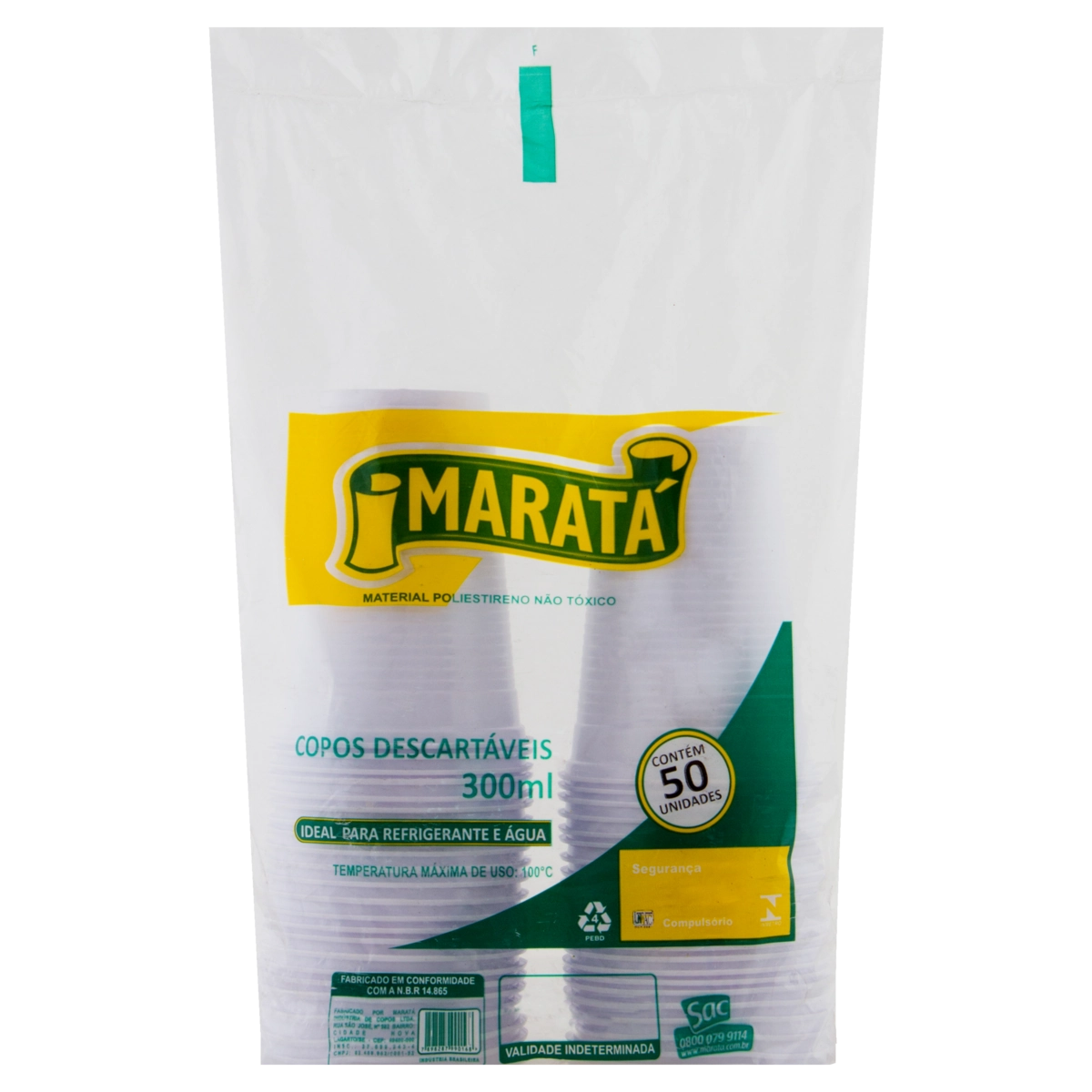 Copo Plástico Descartável Branco 300ml Maratá 50 Unidades