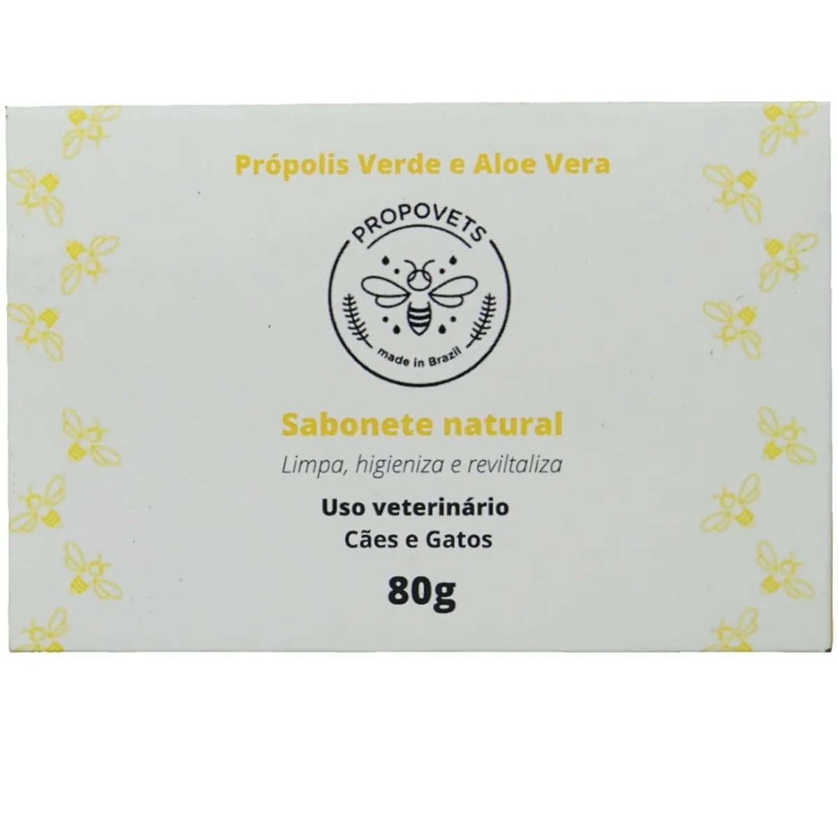 SABONETE NATURAL PROPOVETS PRÓPOLIS VERDE PARA CÃES E GATOS 80G - Sabonete Natural Propovets Própoli