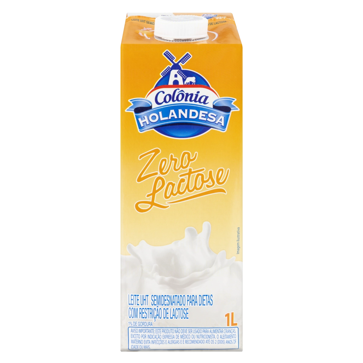 Leite Uht Semidesnatado Zero Lactose Colônia Holandesa Caixa Com Tampa 1l