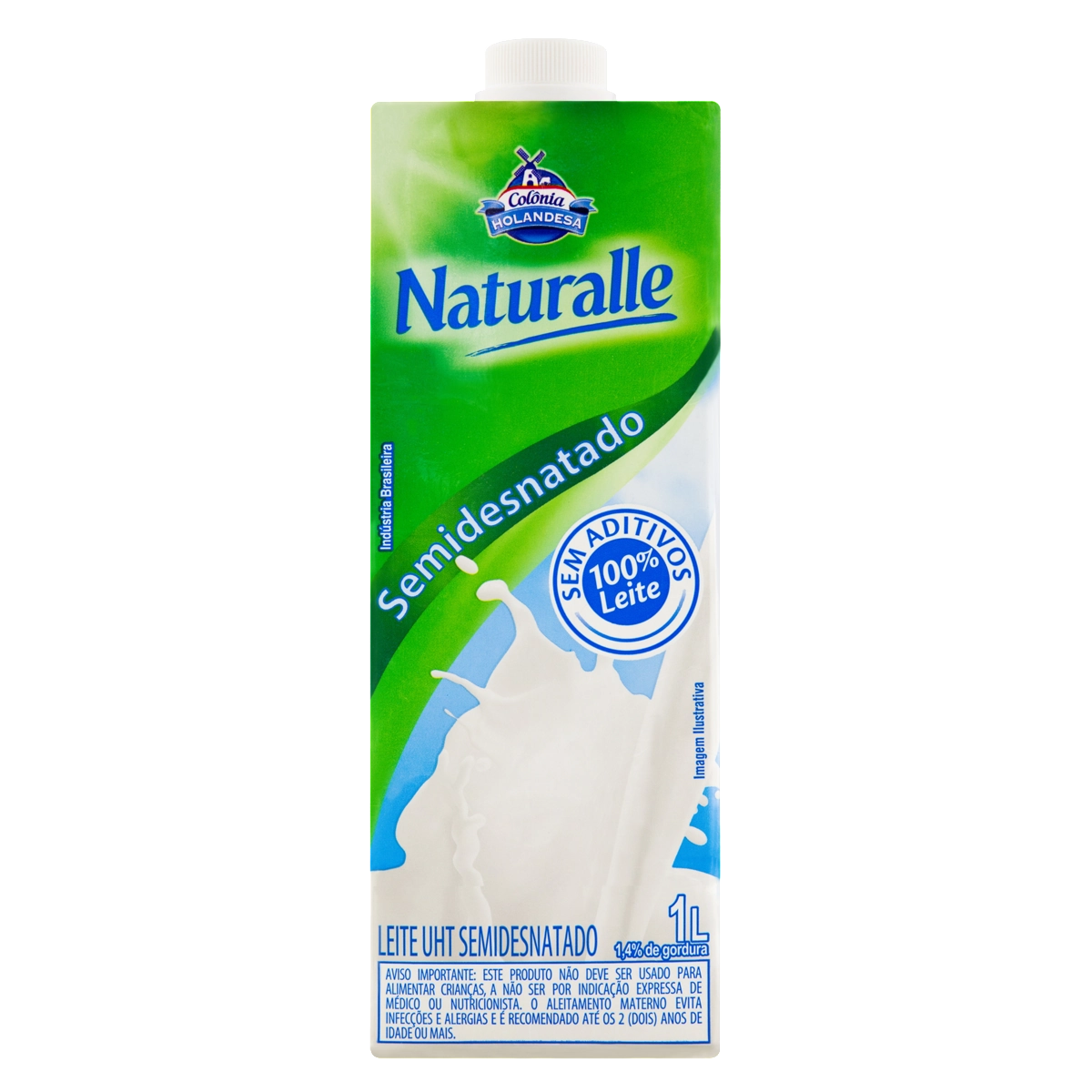 Leite Uht Semidesnatado Colônia Holandesa Naturalle Caixa Com Tampa 1l