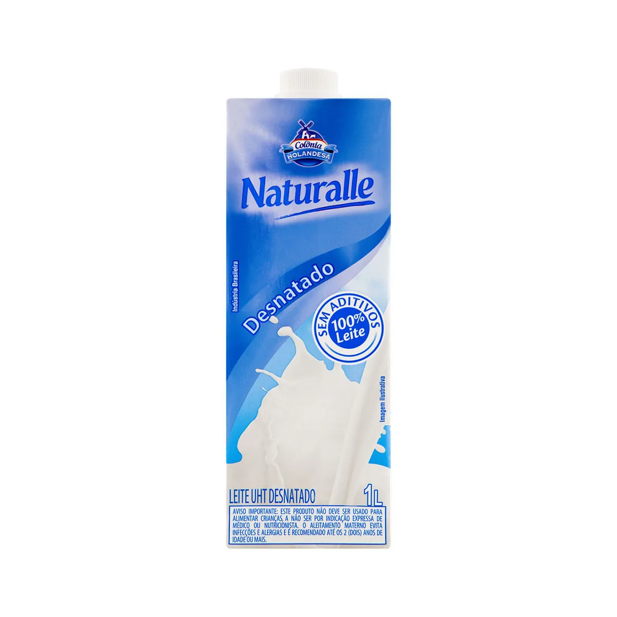 Leite Uht Desnatado Colônia Holandesa Naturalle Caixa Com Tampa 1l