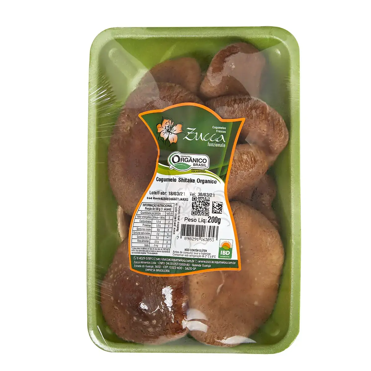 Cogumelo Shitake Orgânico ZUCCA Bandeja 200g
