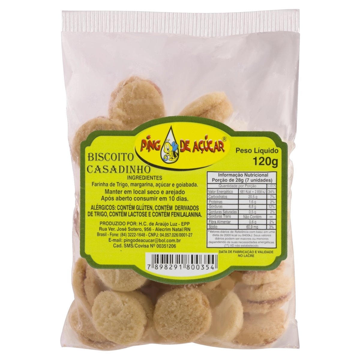 Biscoito Casadinho Pingo De Açúcar Pacote 120g