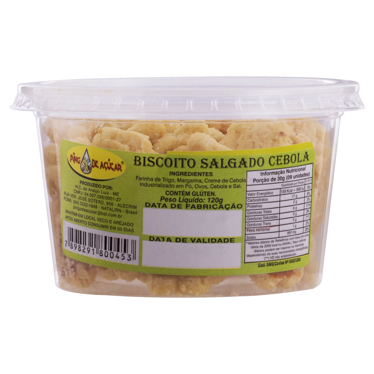 Biscoito Cebola Pingo De Açúcar Pote 120g