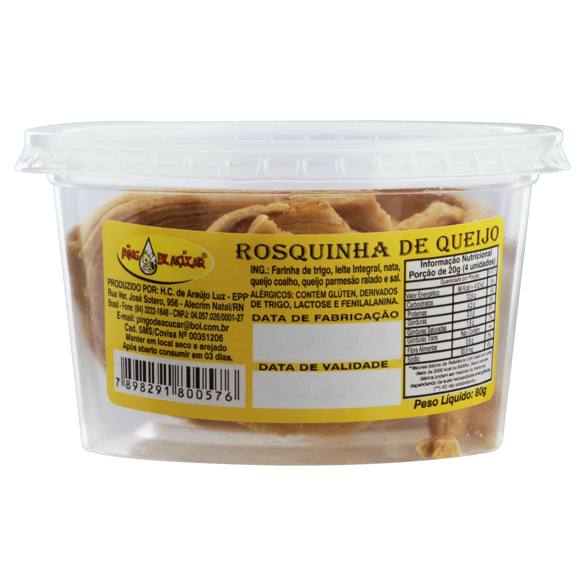 Biscoito Rosquinha Queijo Pingo De Açúcar Pote 80g