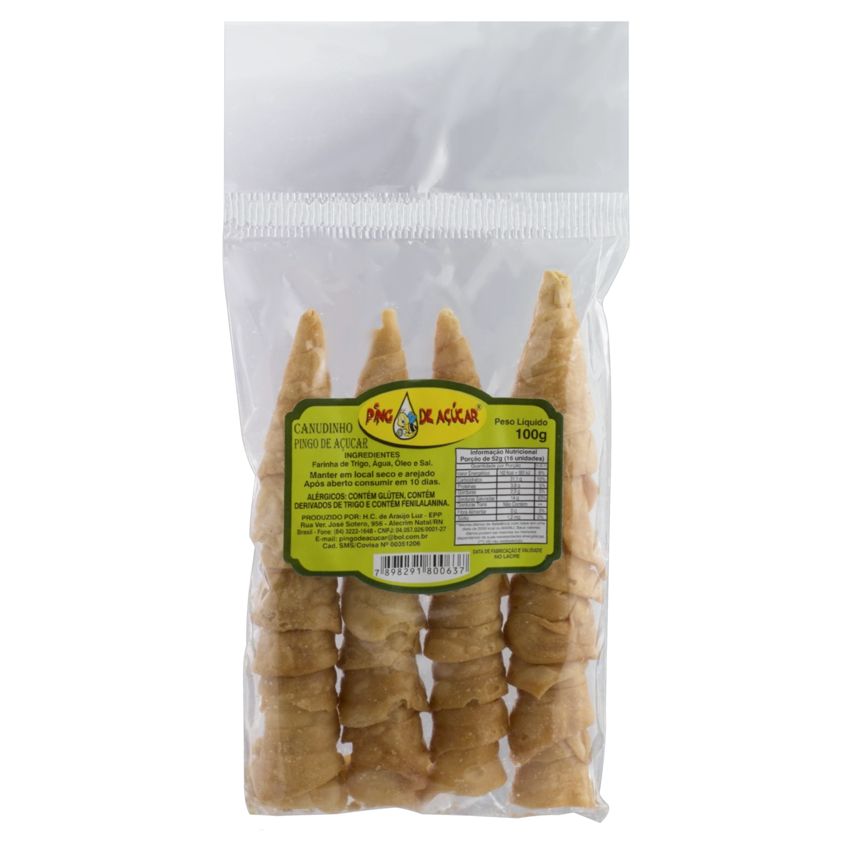 Canudinho Para Rechear Pingo De Açúcar Pacote 100g