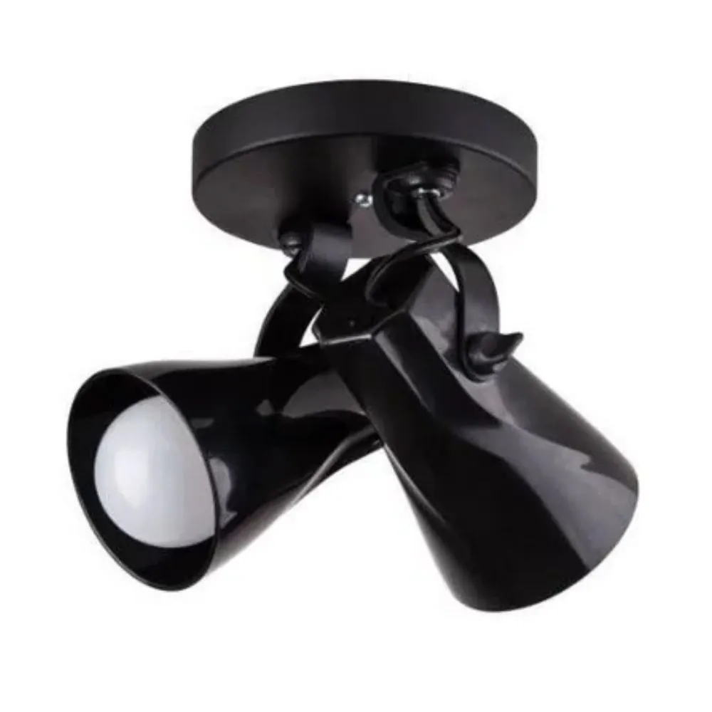 Spot De Sobrepor Octa Duplo Preto Startec Direcionável E27
