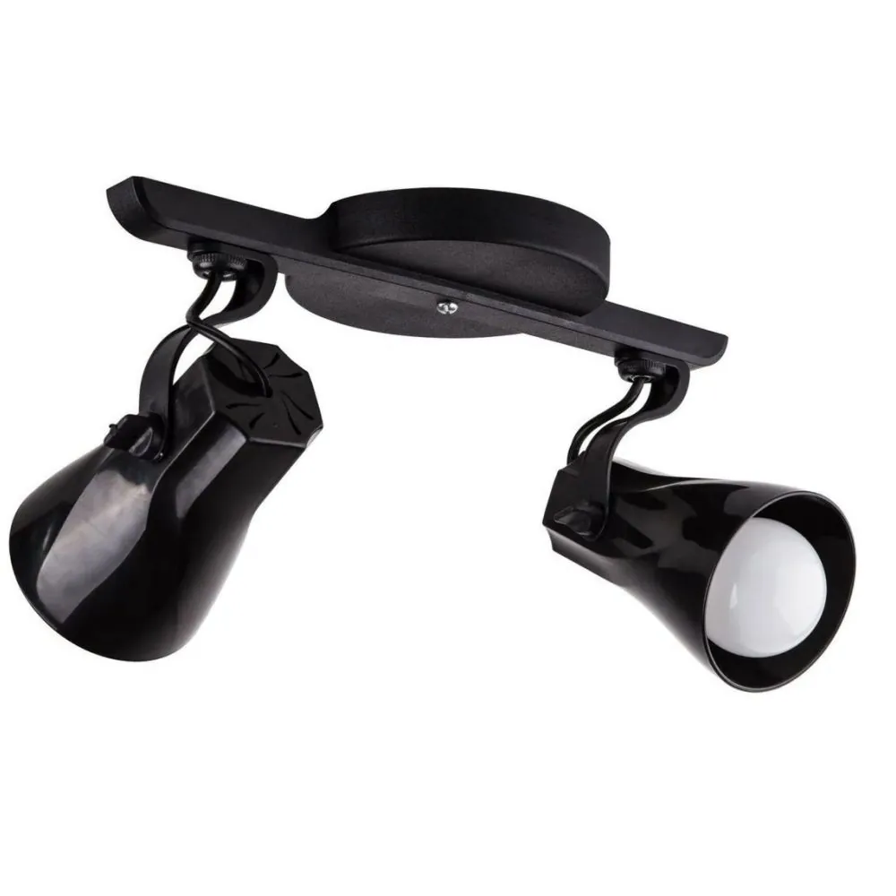 Spot Trilho Duplo Octa 2 Sobrepor Direcionável E-27 Preto Com Design Moderno E Ajuste Flexível