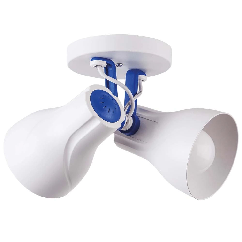 Spot Sobrepor Duplo Direcionável Octa Plus Branco C/ Azul 02 Lâmpadas E27 Bivolt Design Moderno Quarto/sala Praia