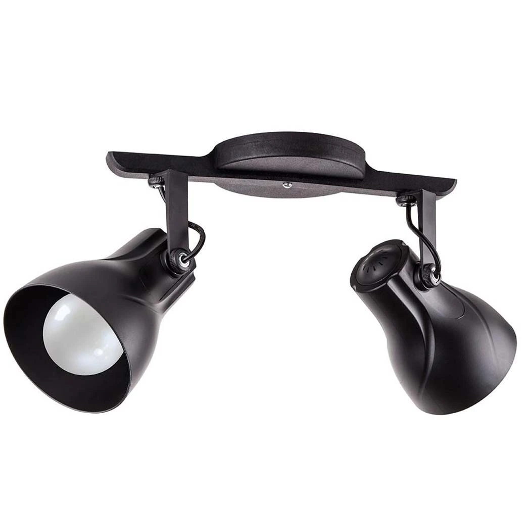 Spot Sobrepor Trilho Direcionável Octa Plus Preto 02 Lâmpadas E27 Bivolt Design Moderno Quarto/sala Praia