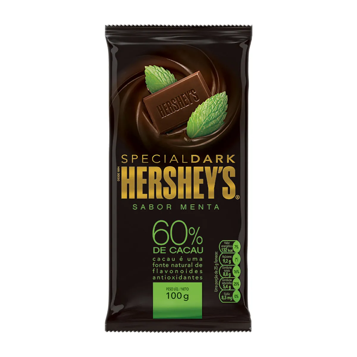 Chocolate Meio Amargo Sabor Menta 60% Cacau Hershey's Special Dark 100g