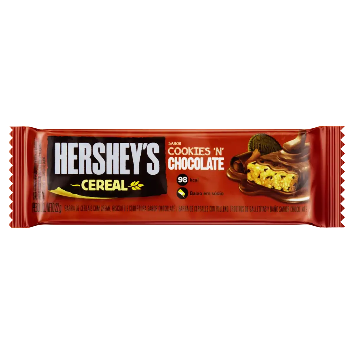Barra De Cereal Cookies N Chocolate Cobertura Chocolate Hersheys Pacote 22g