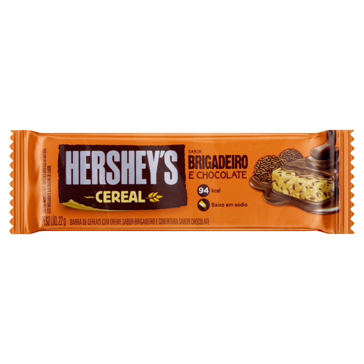 Barra De Cereal Brigadeiro Cobertura Chocolate Hersheys Pacote 22g