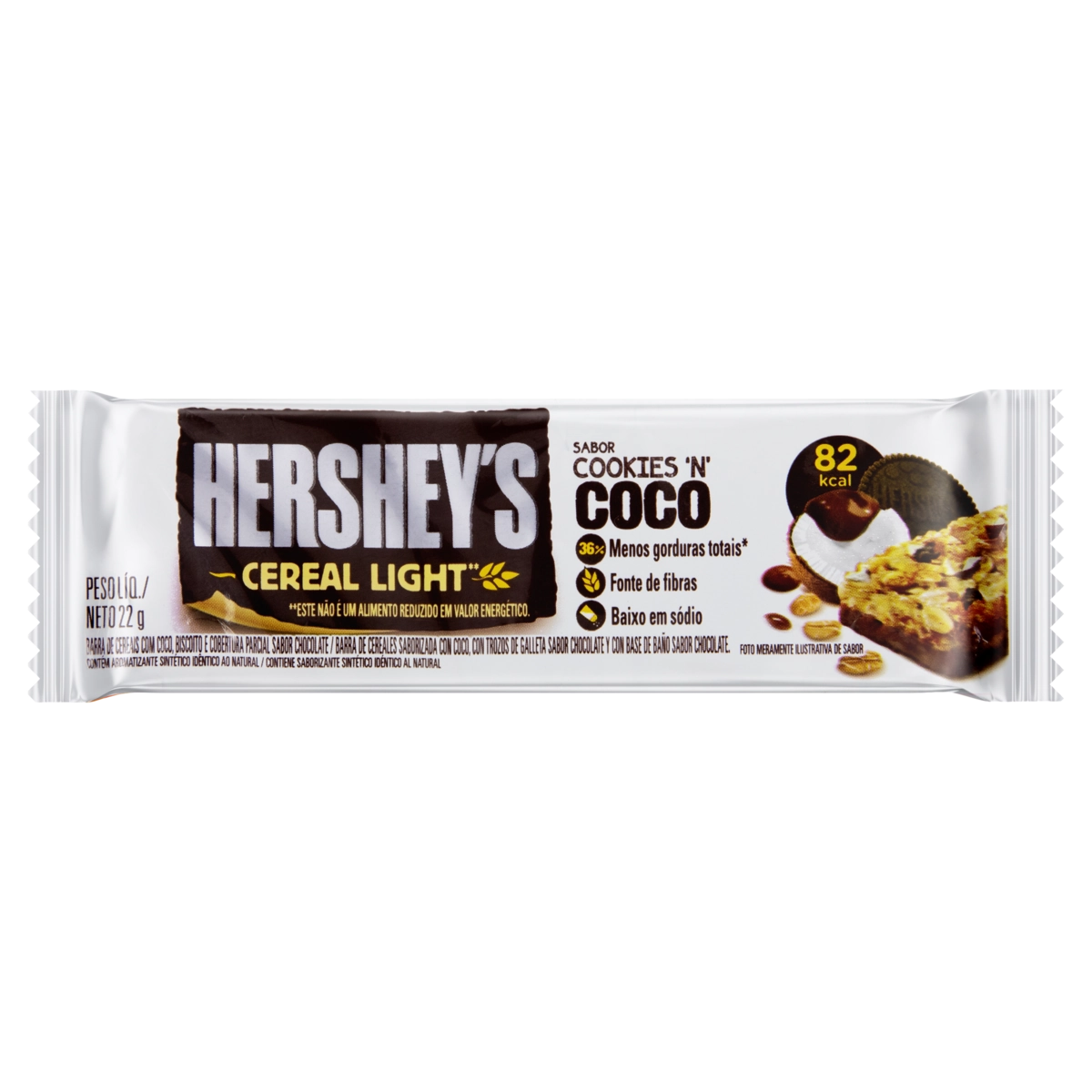 Barra De Cereal Cookies N Coco Cobertura Chocolate Light Hersheys Pacote 22g