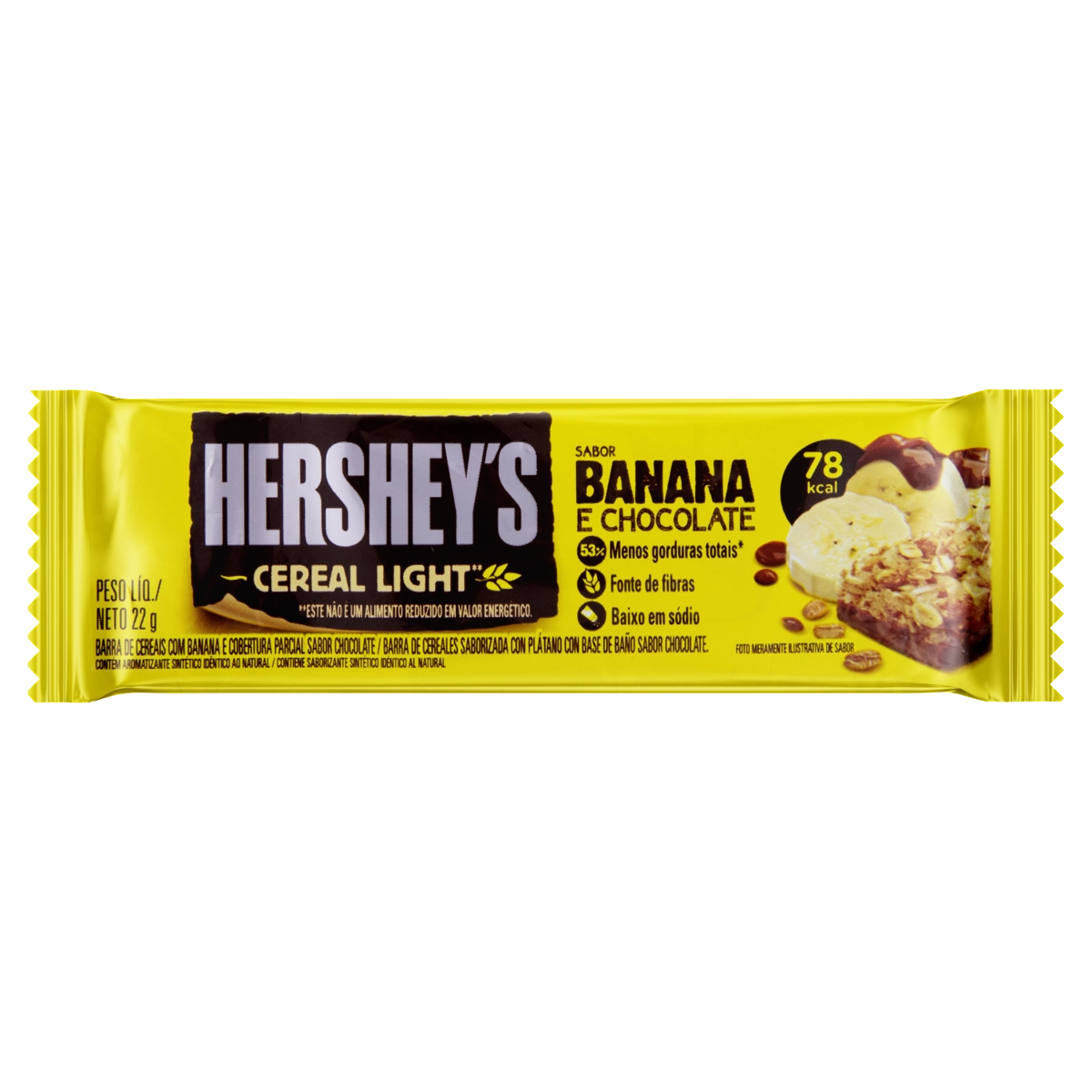 Barra De Cereal Banana Cobertura Chocolate Light Hersheys Pacote 22g