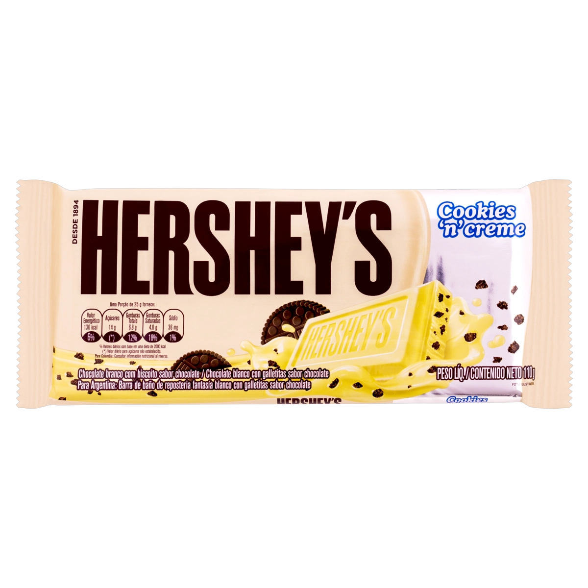 Chocolate Branco Cookies N Creme Hersheys Pacote 110g