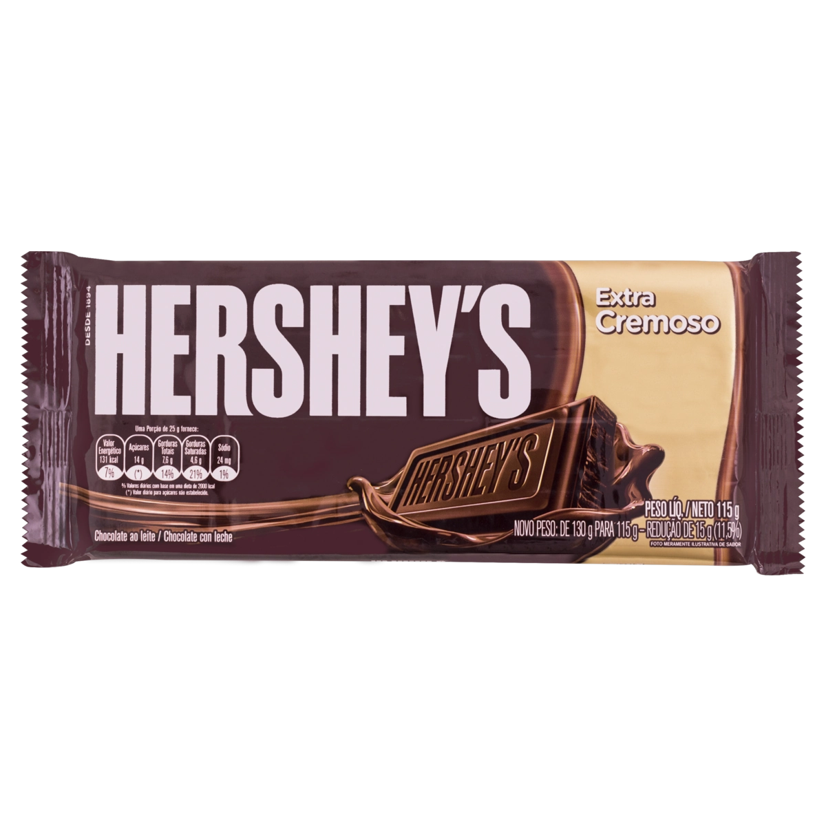 Chocolate Ao Leite Extracremoso Hersheys Pacote 115g