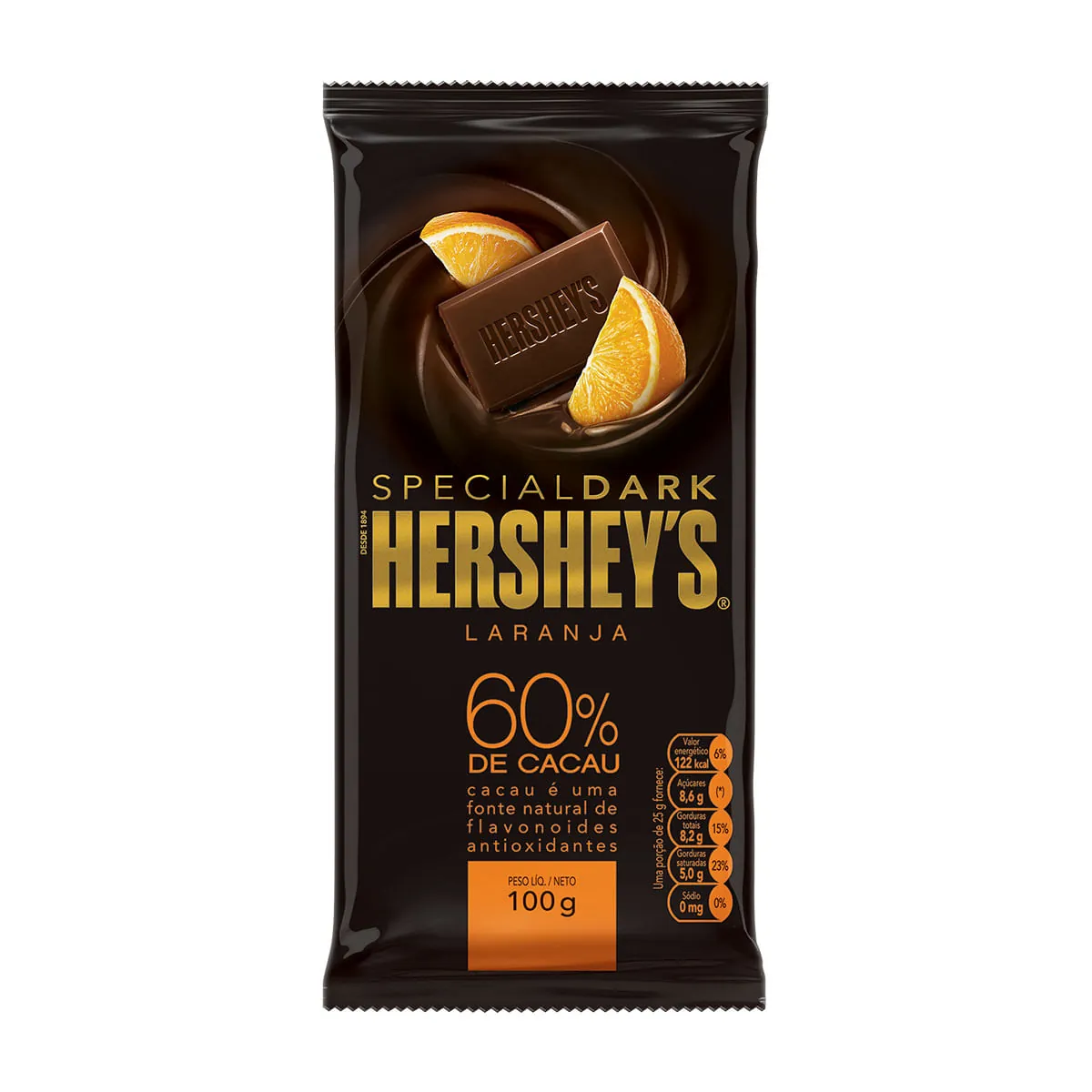 Chocolate Meio Amargo Sabor Laranja 60% Cacau Hershey's Special Dark 100g