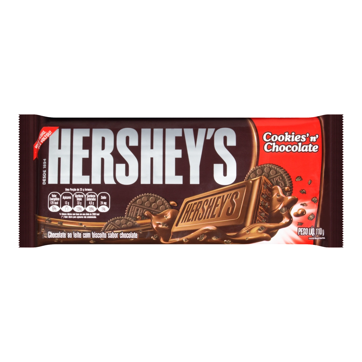 Chocolate Ao Leite Cookies N Chocolate Hersheys Pacote 110g