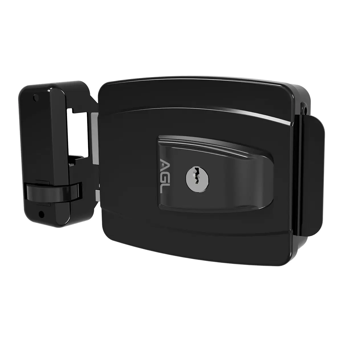 Fechadura Mini Agl Ajustável Simples 12v Interna Preta Agl