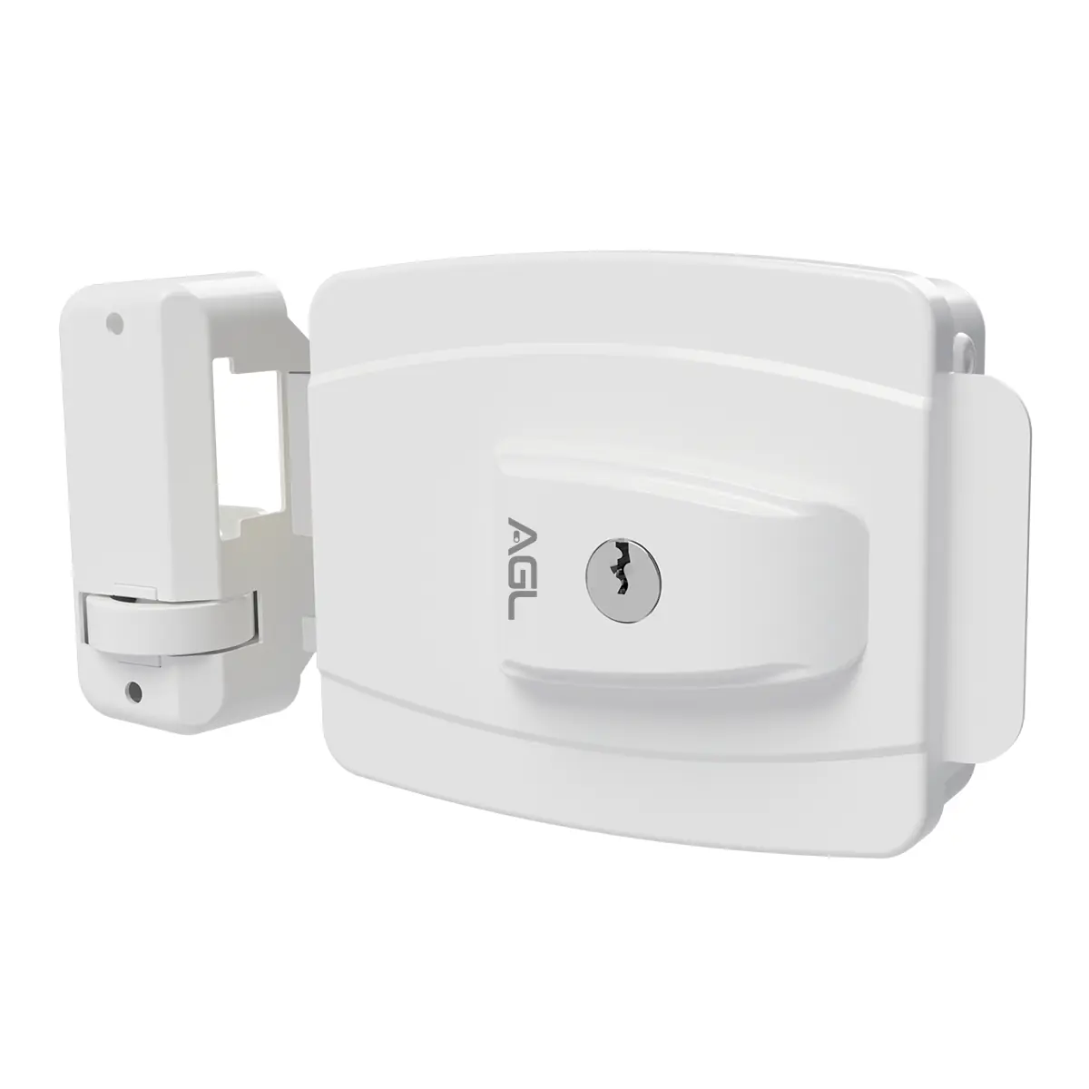 Fechadura Mini Agl Ajust Chave Simples Abert Inter Branco12v
