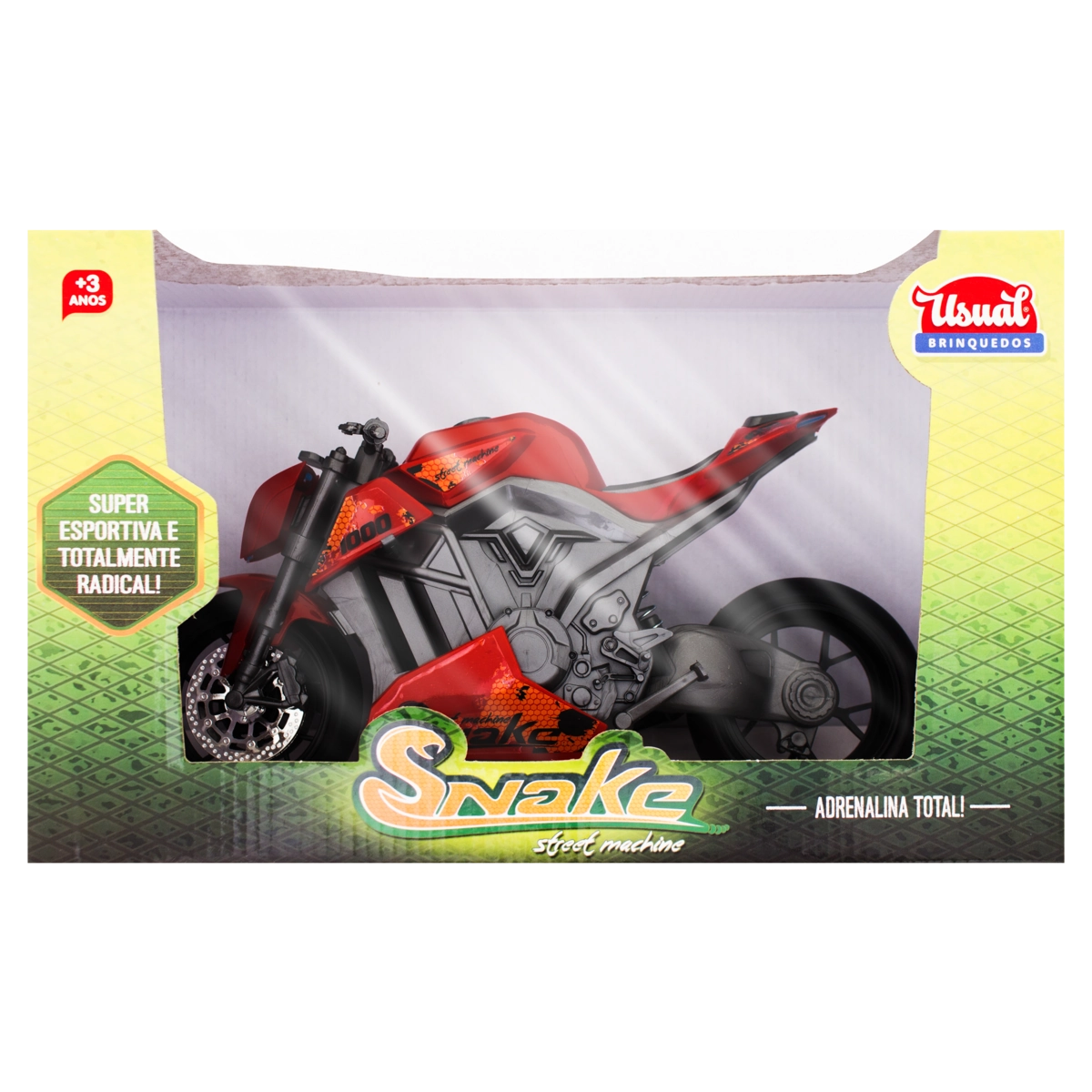 Moto De Brinquedo Vermelha Snake Street Machine Usual Brinquedos