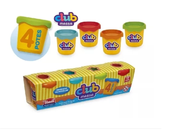 Brinquedo Kit Club Massa C/4 Potes