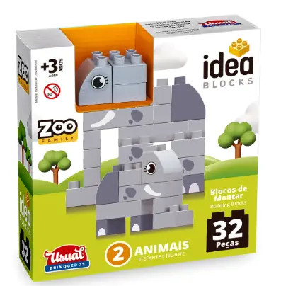 Bloco Montar Family Zoo Elefante 32pc