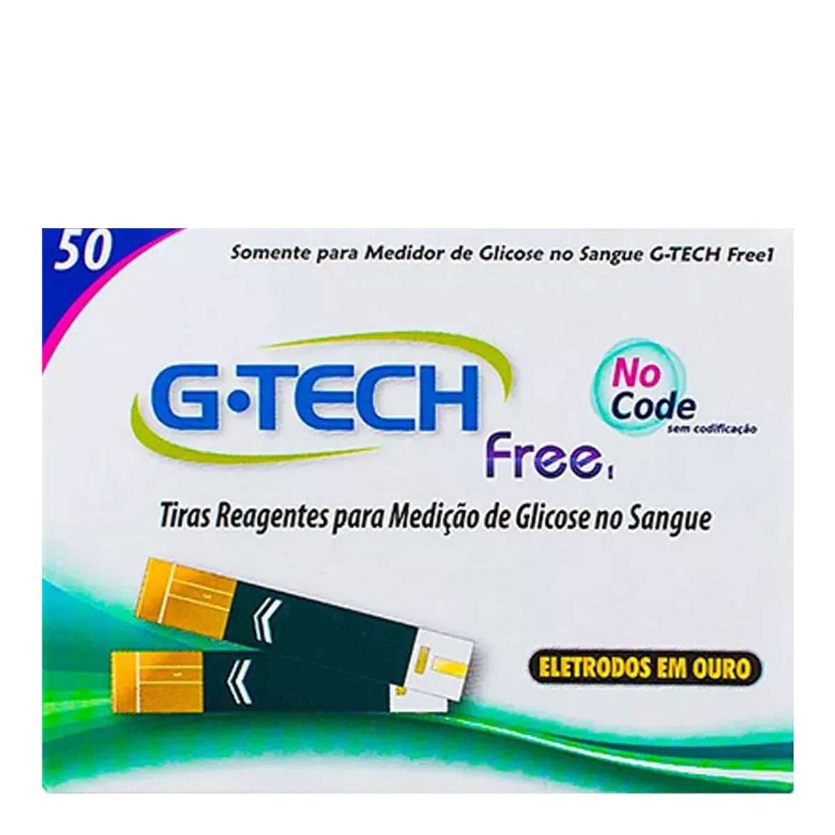 Tiras Reagentes p/ Medição de Glicose (Caixa 50 unid) - G-Tech Free