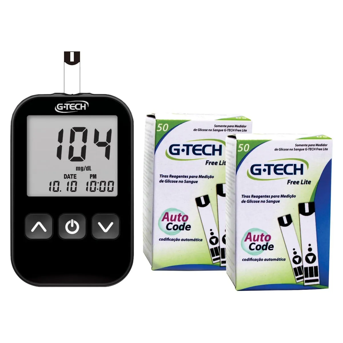 Kit Medidor de Glicose com 100 Tiras e 1 Lancetador G-Tech Free Lite