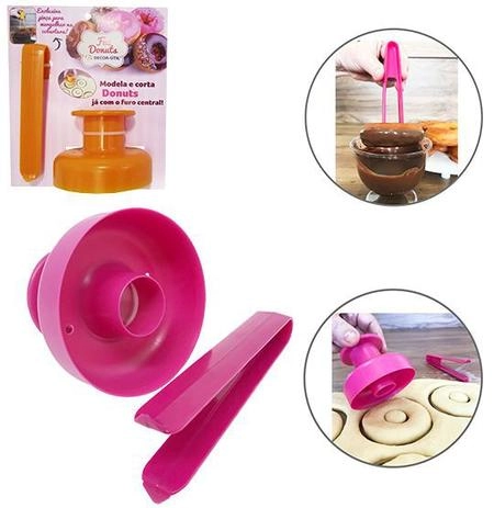 Cortador Para Donuts Com Pinça Forma Modeladora Plastico