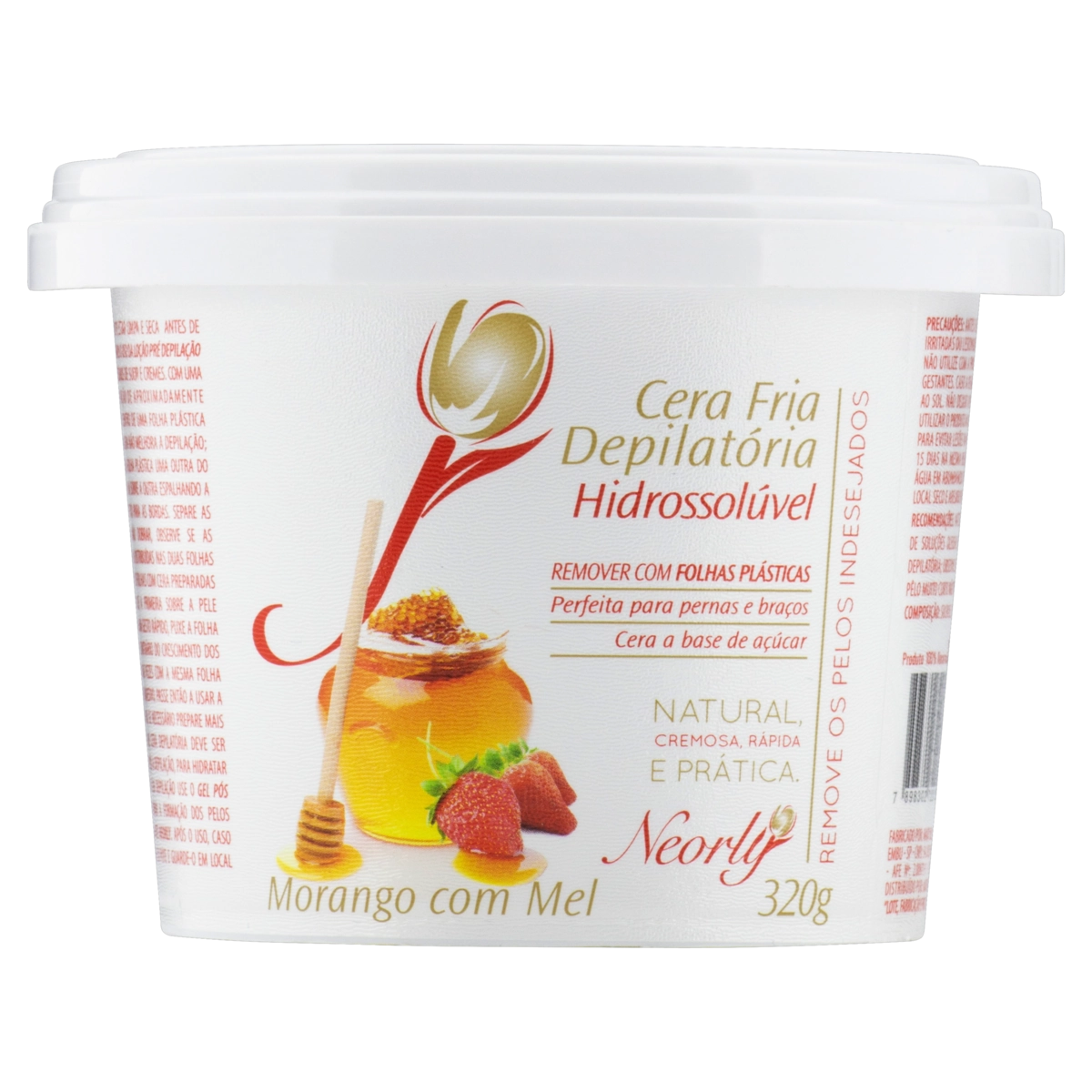 Cera Depilatória Natural Fria Morango Com Mel Neorly 320g