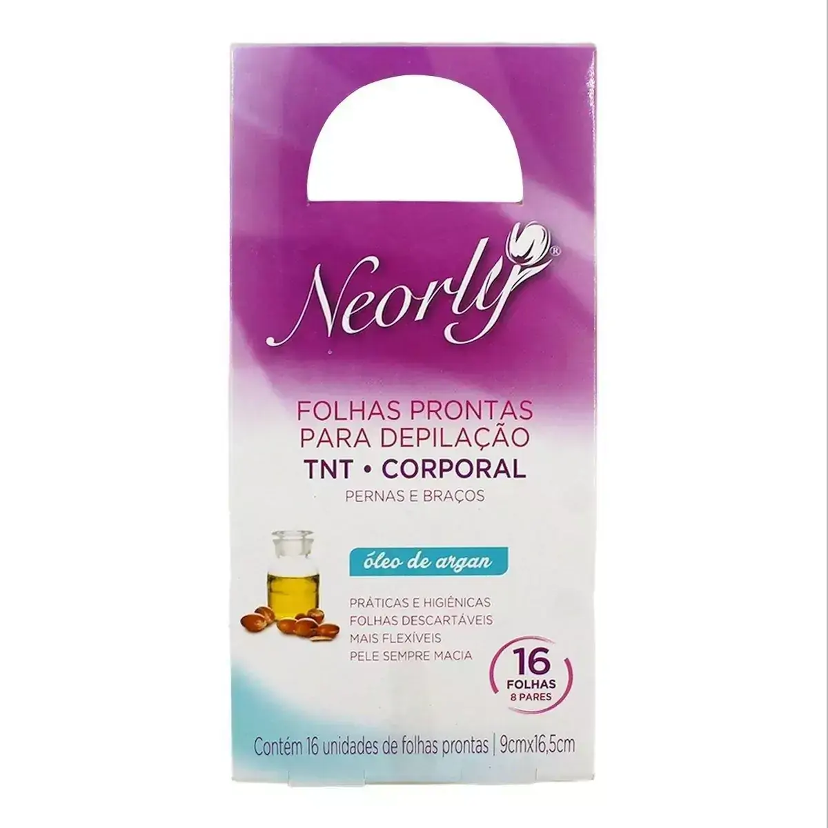 NEORLY FOLHA PRONTAS PARA DEPILAÇÃO TNT CORPORAL ARGAN 16 FOLHAS