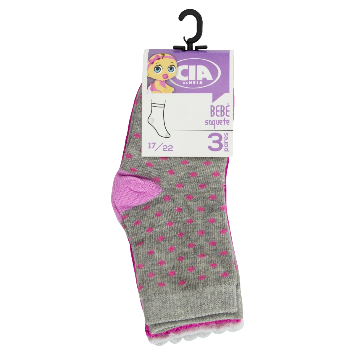 Meia De Bebê Soquete Cia Da Meia N 17 22 3 Pares