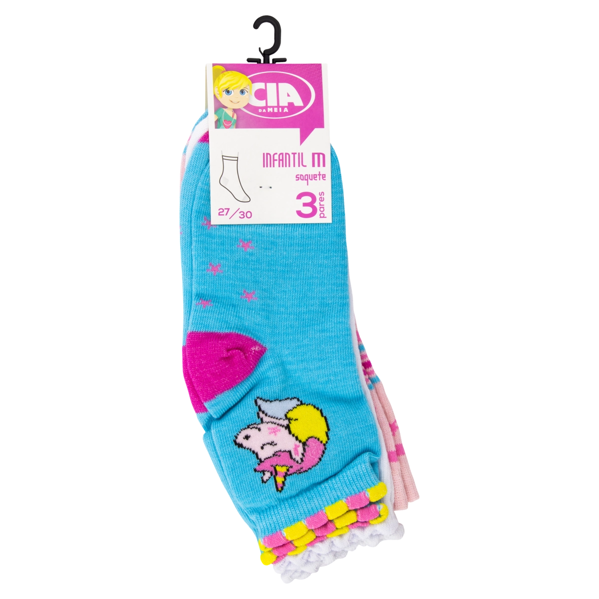 Meia Infantil Soquete Cia Da Meia N 27 30 3 Pares