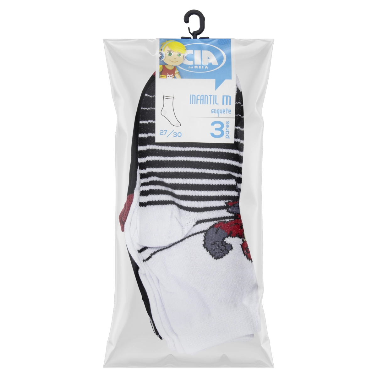 Meia Infantil Soquete Masculina Cia Da Meia N 27 30 3 Pares
