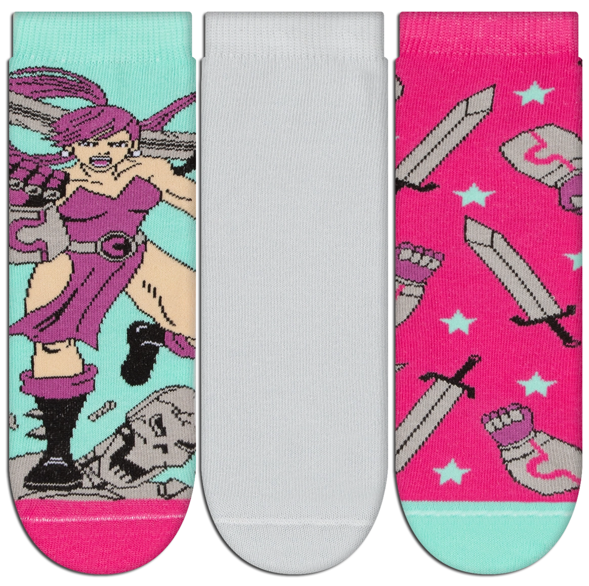 Meia Soquete Juv Menina 3 Pares 34 A 38 Kt 655.39 Cia Da Meia