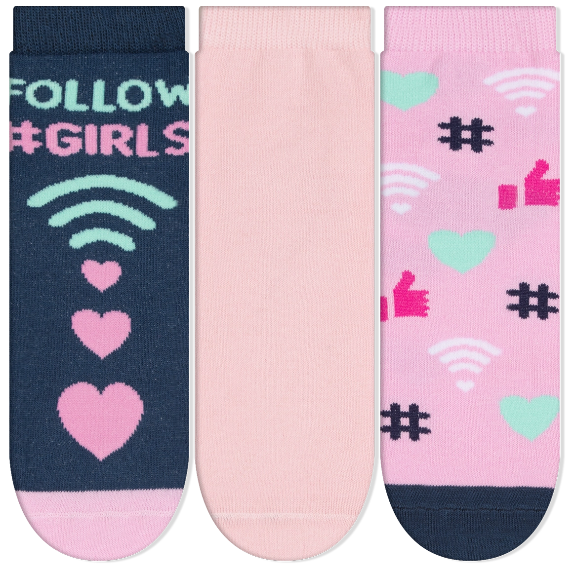 Meia Soquete Juv Menina 3 Pares 34 A 38 Kt 655.41 Cia Da Meia