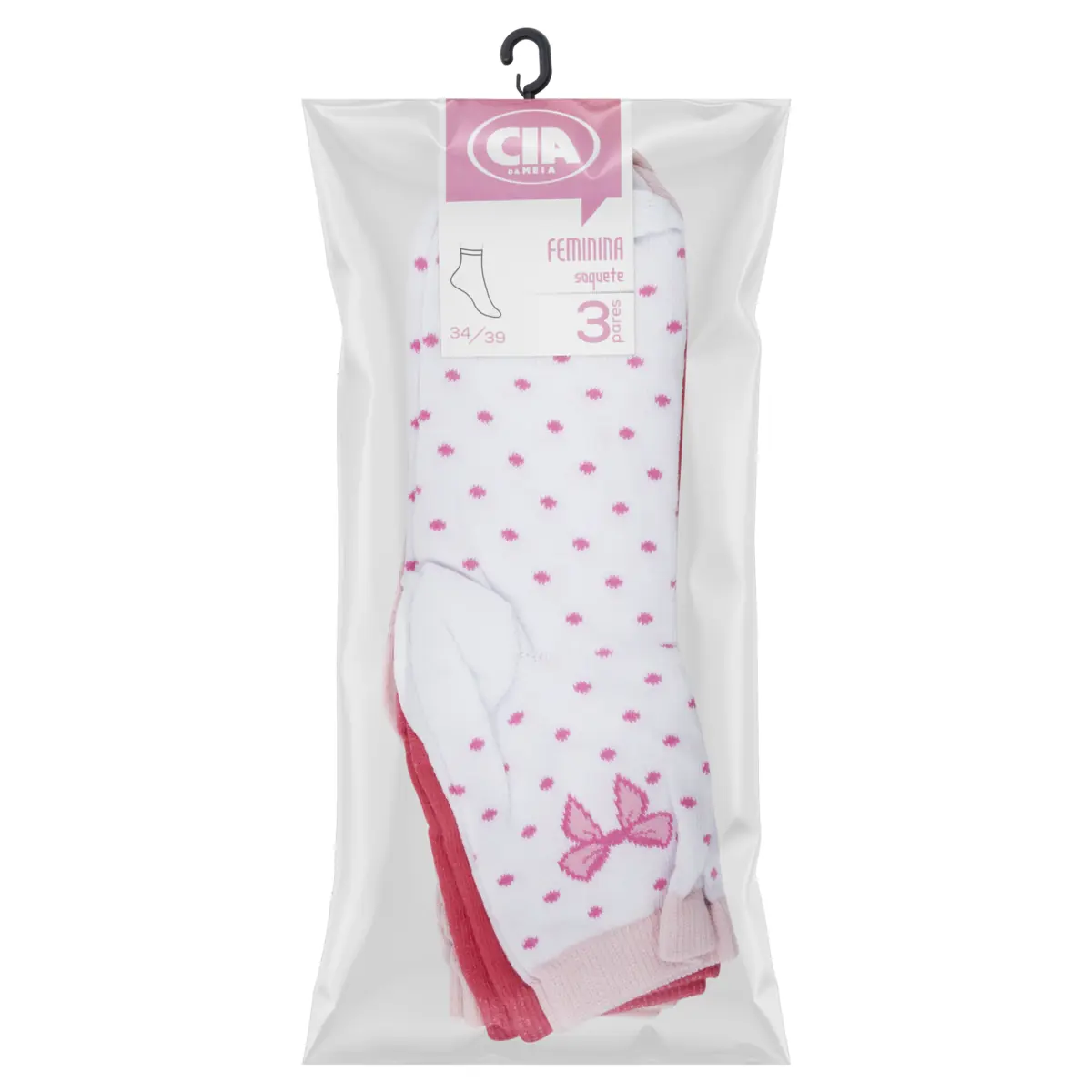 Meia Feminina Soquete Cia Da Meia N 34 39 3 Pares