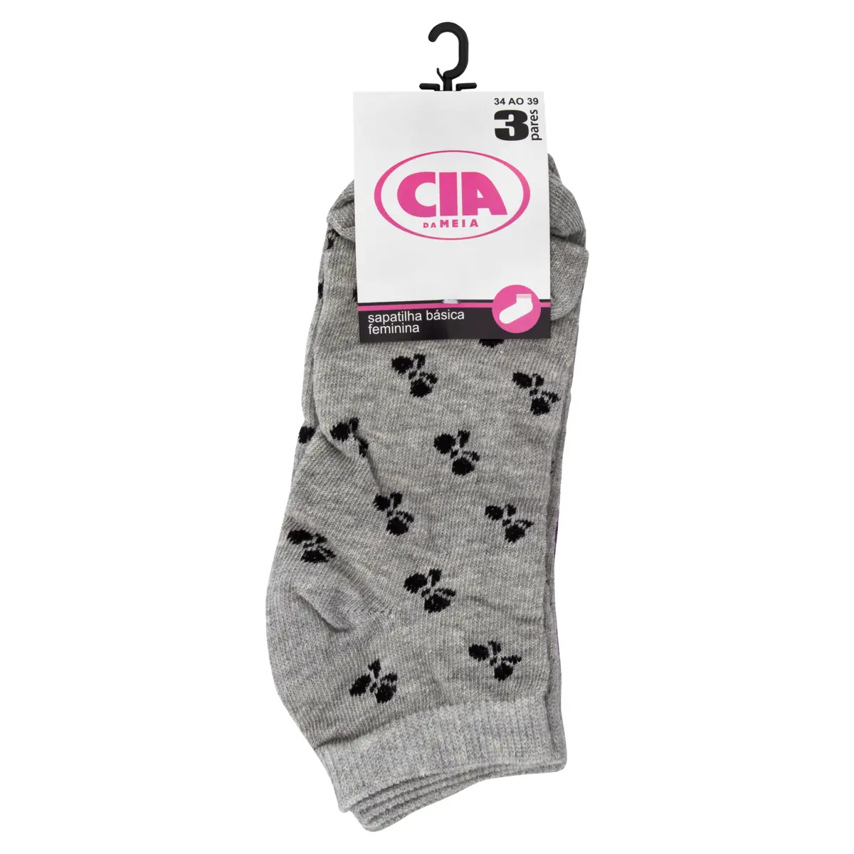 Meia Feminina Sapatilha Cia Da Meia N 34 39 3 Pares