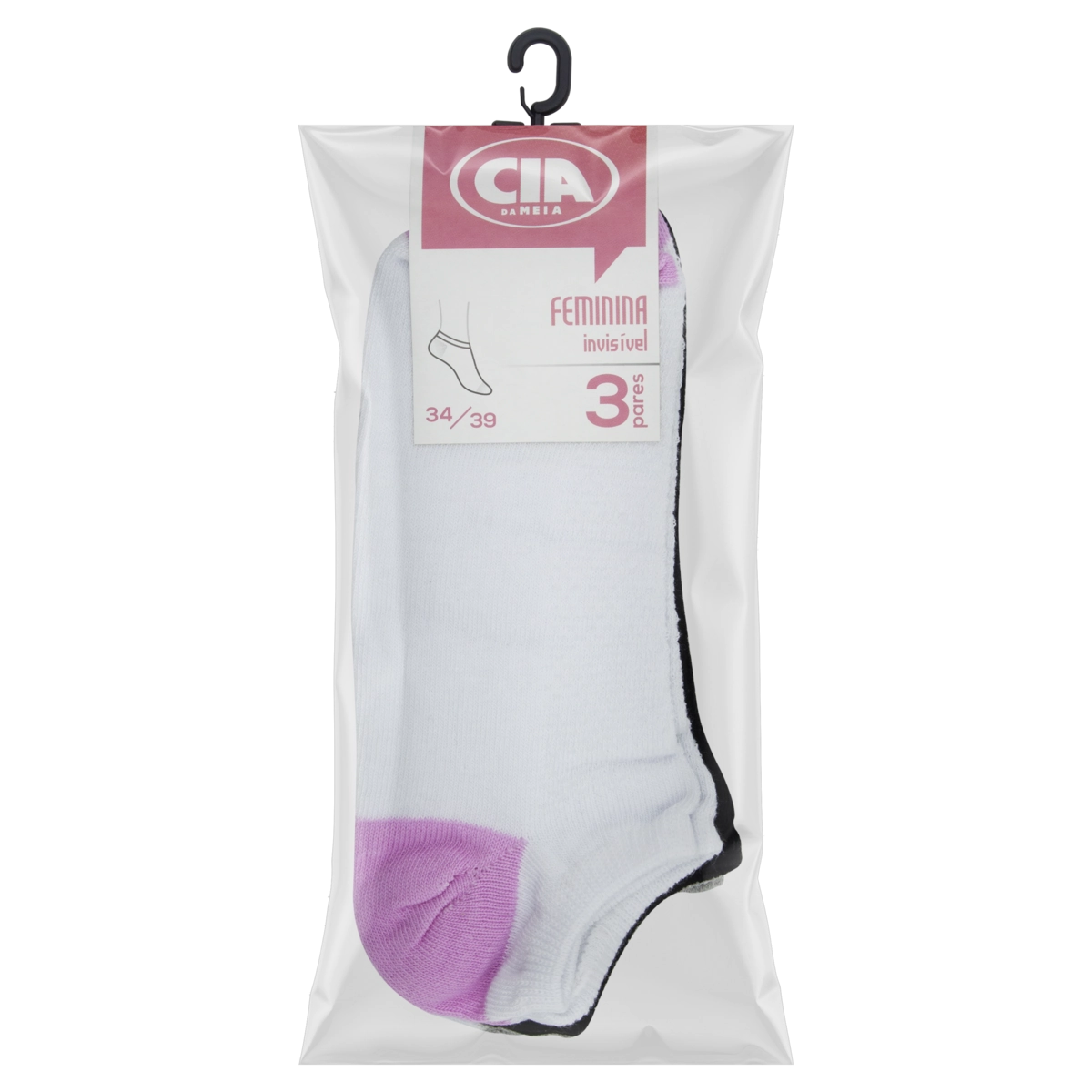 Meia Feminina Invisível Cia Da Meia N 34 39 3 Pares