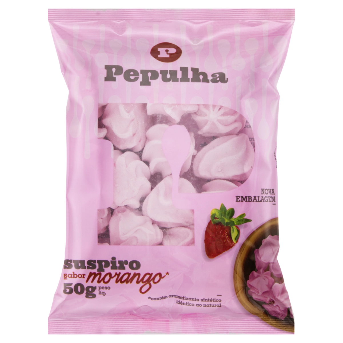 Suspiro Morango Pepulha Pacote 50g