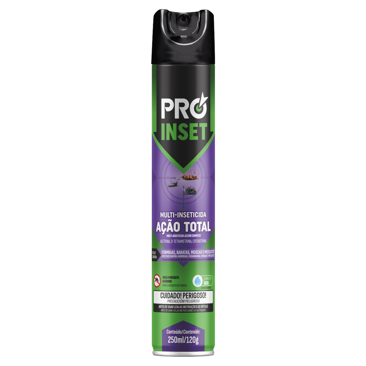 Multi Inseticida Aerossol Ação Total Base água Proinset Frasco 250ml Spray